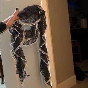 Chic Black and White Lace Scarf